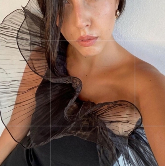 New Zara Organza Asymmetric Blogger Fave Black Mini Dress NWT Size Medium - Picture 5 of 17